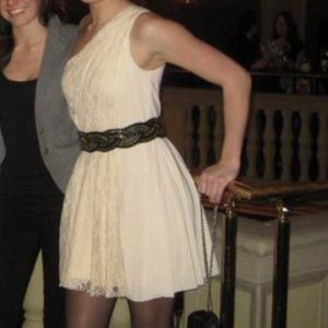 Ivory Lace One Shoulder cocktail dress